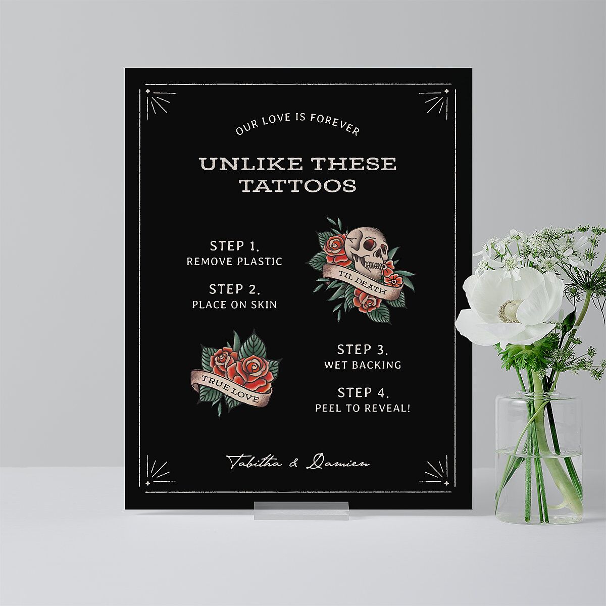 Til Death Tattoos Standard Favor Tabletop Sign Small Midnight Standard Outdoor Corrugated S Tabletop Favor