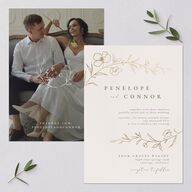 Graceful Botanical Foil Wedding Invitations Greenery Gold Signature Blank No Standard