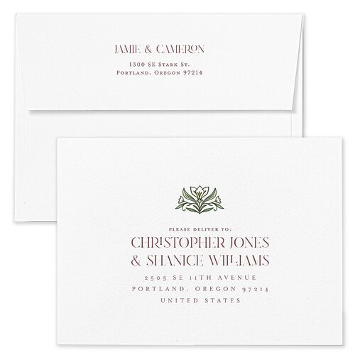 Church Stained Glass Save The Date Card Envelopes Rose Mauve Return Address Signature Standard