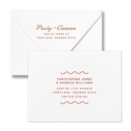 Cabana Stripes Thank You Card Euro Envelopes Pastel Blue Luxe White Both Recipient and Return Addresses Signature