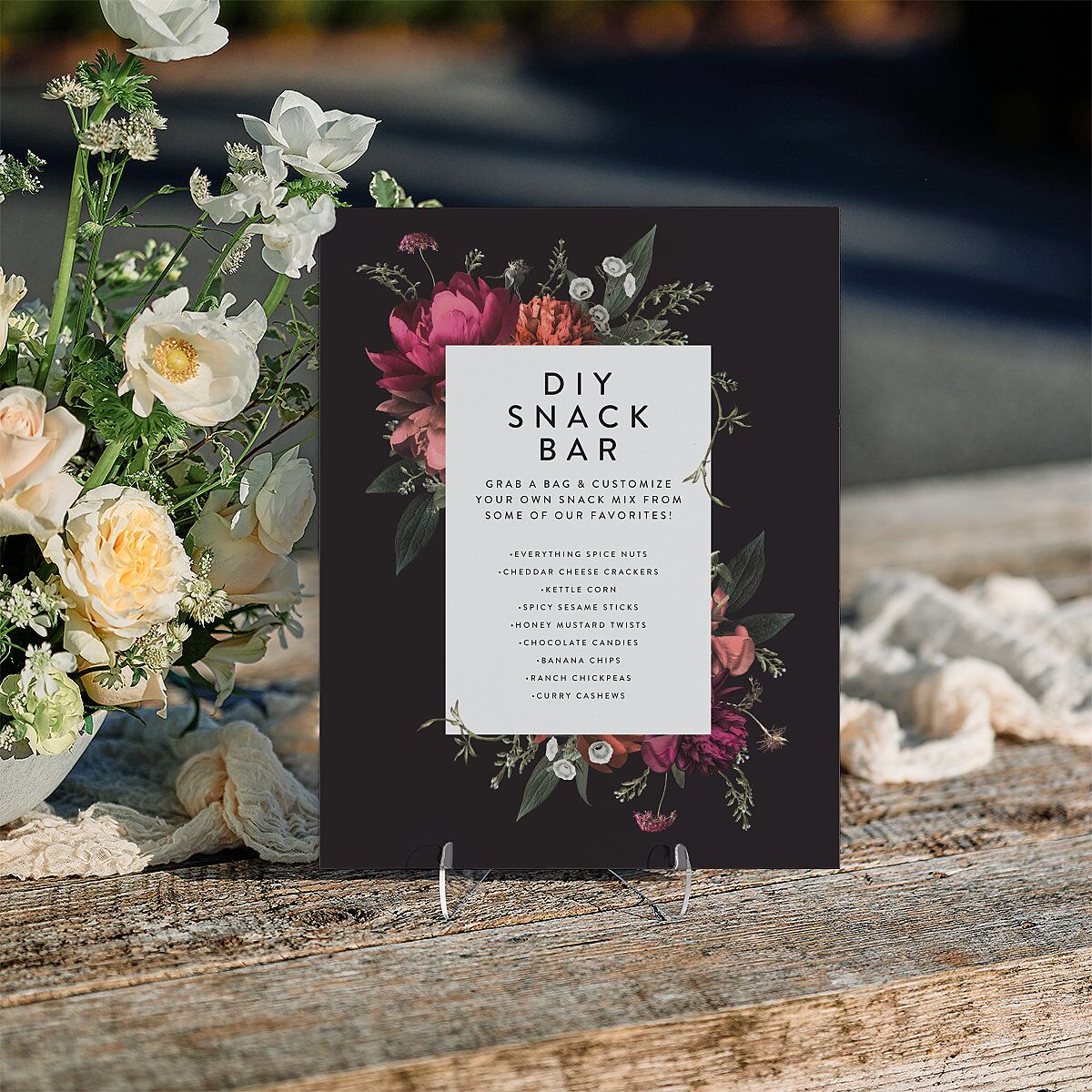Blooming Botanical Standard Favor Tabletop Sign Small Midnight Standard Indoor Foam Core S Tabletop Favor