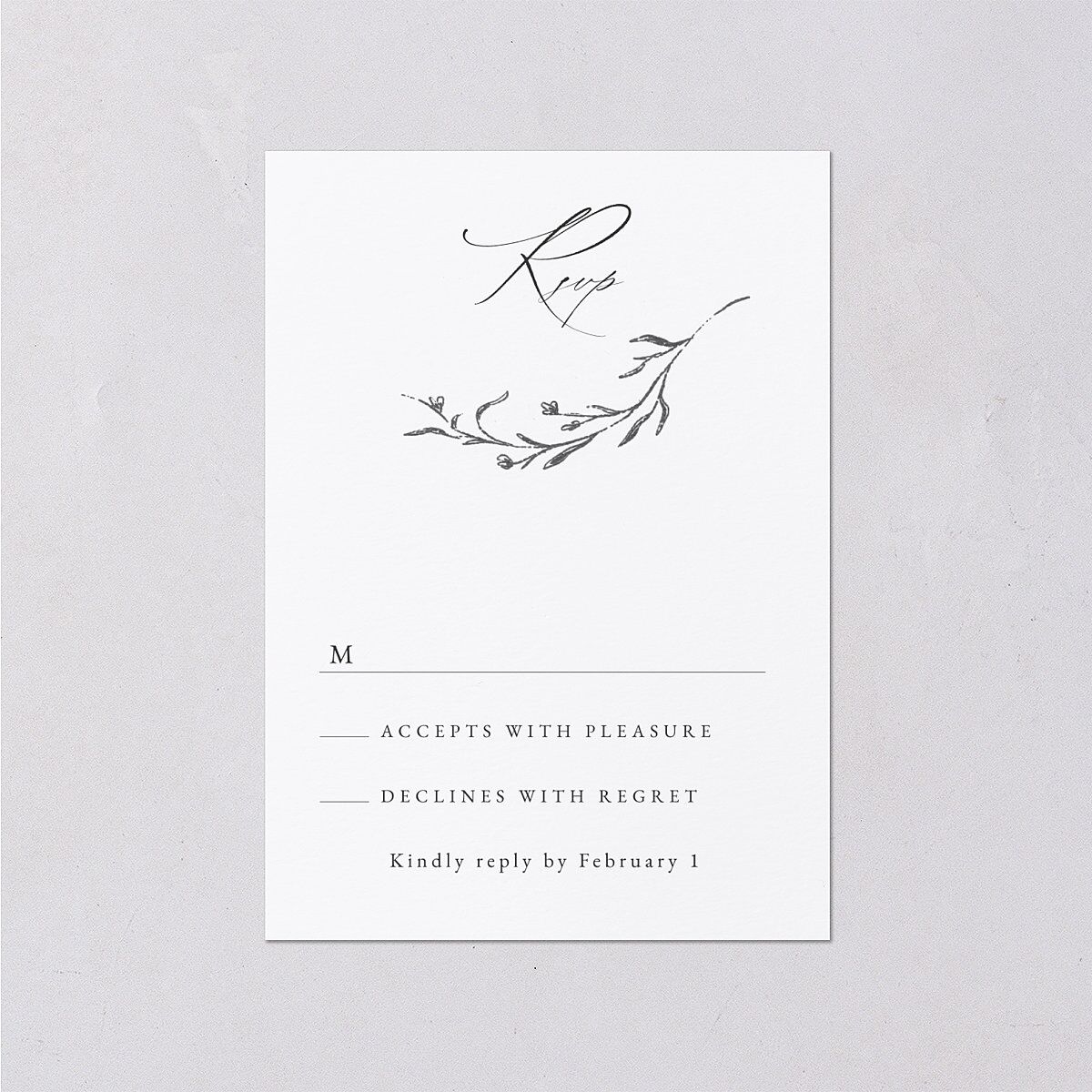 Illustrated Vines Wedding Response Cards Charcoal Signature Standard