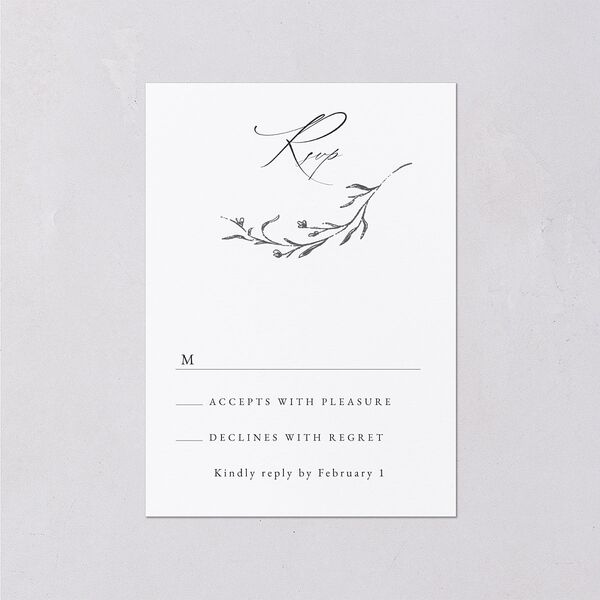 Illustrated Vines Wedding Response Cards Charcoal Signature Standard