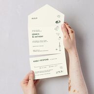 Hand Drawn Recipe All-in-One Wedding Invitations Dark Camo Signature Light Both Recipient and Return Addresses No