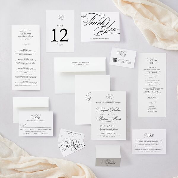 Vintage Flourish Wedding Response Cards Pure White Signature Standard