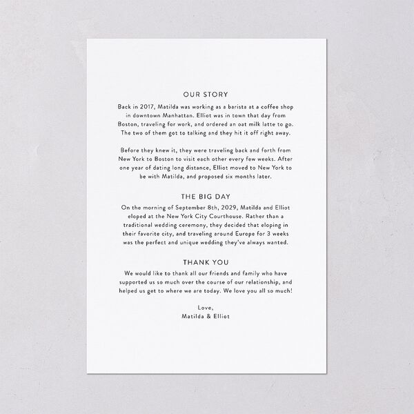 Photo Elopement Wedding Invitations Pure White Signature Blank No Standard