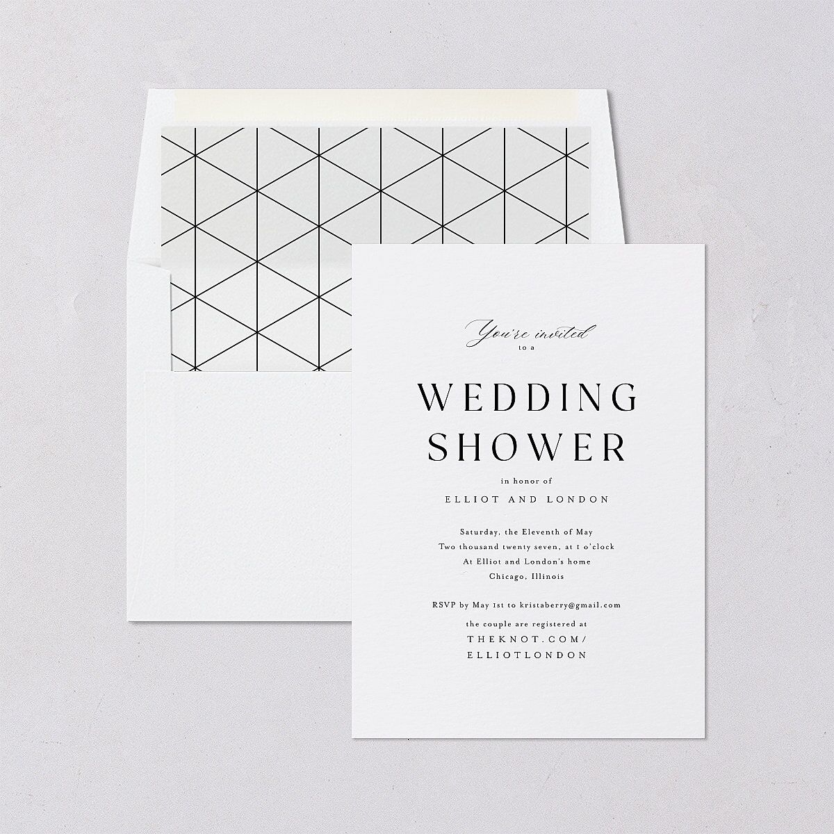 Timeless Typography Bridal Shower Invitations Pure White Signature Blank Standard