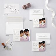 Graceful Botanical Save The Date Cards Shadow Gray Signature smooth Blank No Standard