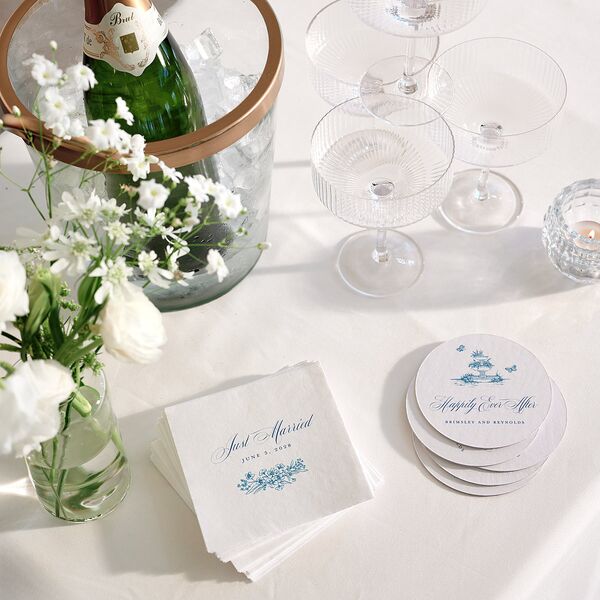 Elegant Antique Toile Frame Wedding Day Coasters by Bridgerton Cruise Cardboard Circle