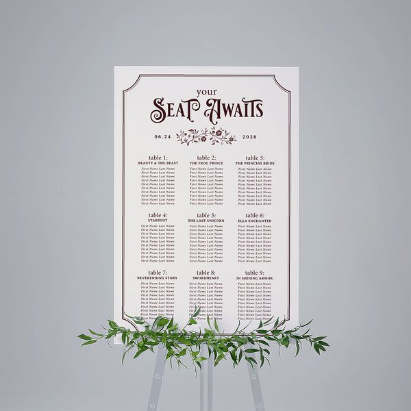 Vintage Storybook Standard Seating Chart Large Merlot Standard Indoor Foam Core L Seating