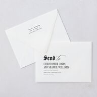 Til Death Gothic Photo Wedding Invitation Euro Envelopes White Sand Both Recipient and Return Addresses Luxe Signature