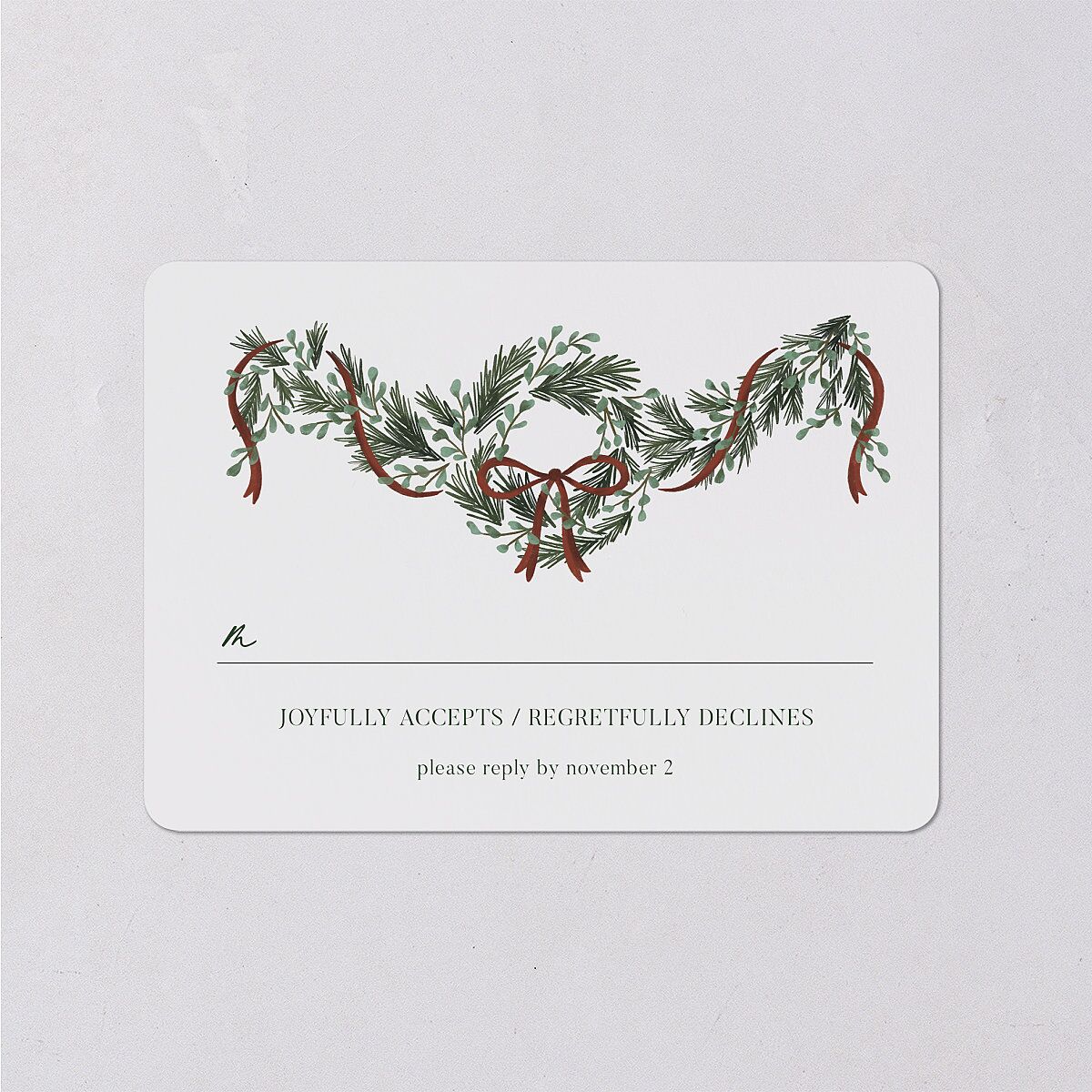 Festive Garland Wedding Response Cards — view 1