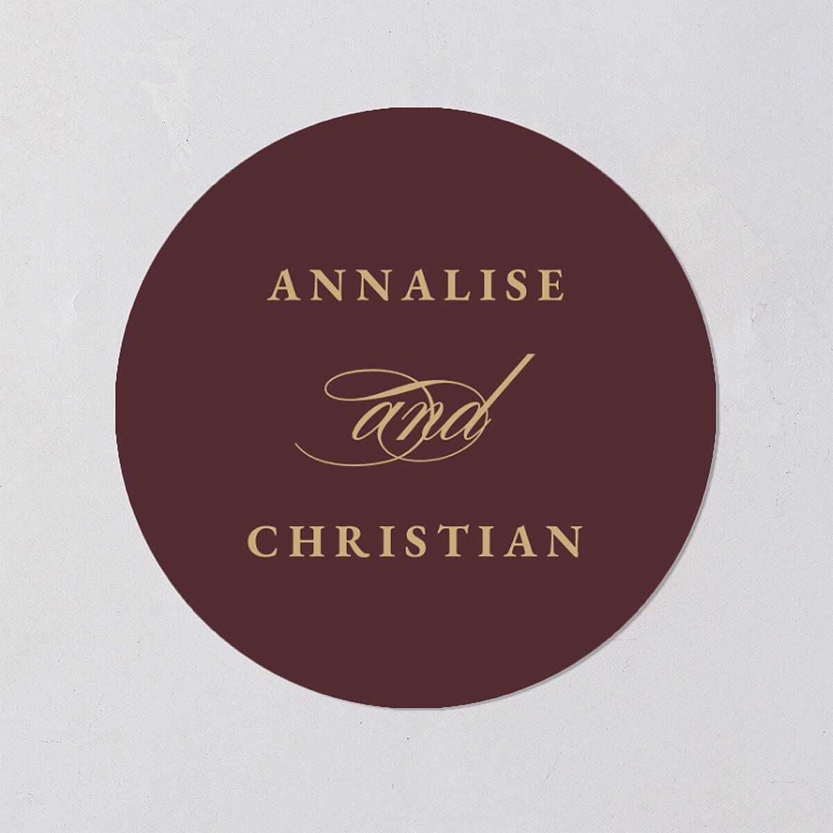 Elegant Edge Wedding Stickers Merlot Circle