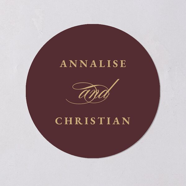 Elegant Edge Wedding Stickers Merlot Circle