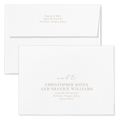 Elegant Garden Save The Date Card Envelopes White Thyme Both Recipient and Return Addresses Signature Standard