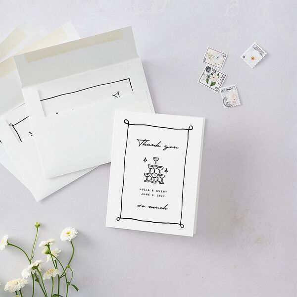 Hand Drawn Cake Thank You Cards Pure White