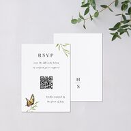 Rustic Butterflies QR Code RSVP Cards Pure White Signature Standard