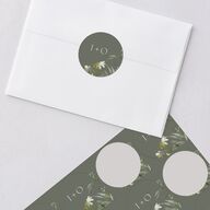 Gilded Greenery Wedding Stickers Deep Olive Circle