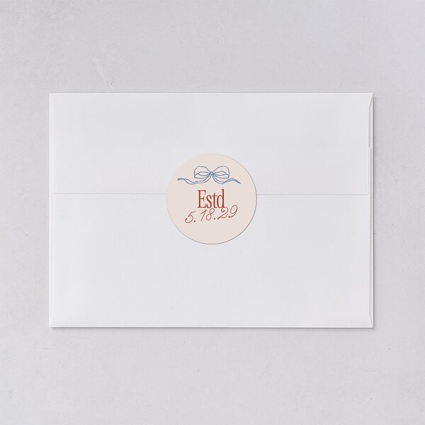 Modern Delicate Bows Wedding Stickers Jewel Red Circle