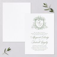 Elegant Rose Crest Wedding Invitations Deep Olive Signature Blank No Standard