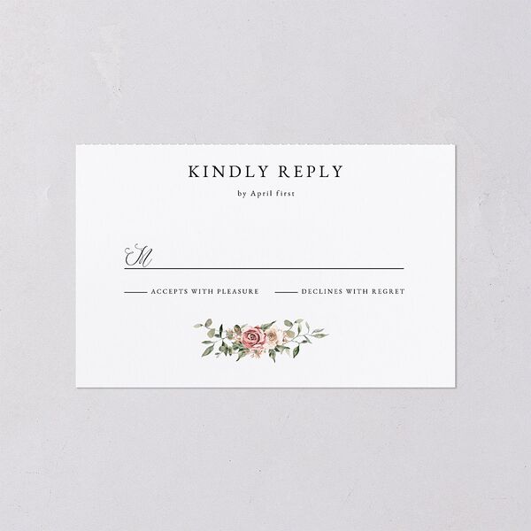 Floral Monogram All-in-One Wedding Invitations Rose Quartz Signature Light Both Recipient and Return Addresses No