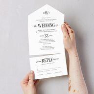 Elegant Wedding Of All-in-One Wedding Invitations Pure White Signature Light Both Recipient and Return Addresses No