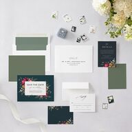 Blooming Botanical Save The Date Cards Ink Blue Signature smooth Blank No Standard