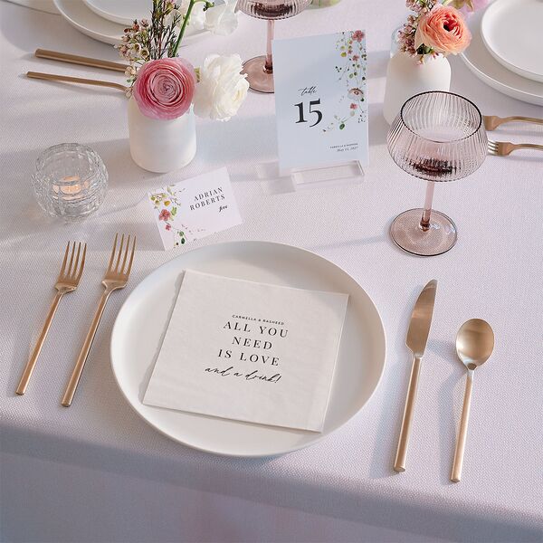 Delicate Wildflower Luncheon Napkins Peach Pink Napkin Uncoined