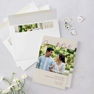 Simple Script Save The Date Cards Vintage Pink Signature smooth Blank No