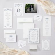 Antique Victorian Botanical Wedding Event Detail Cards Dusty Blue Signature Standard