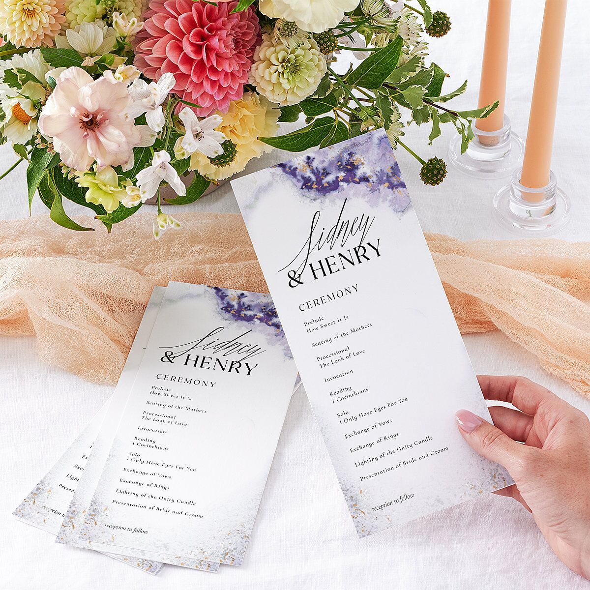 Painted Ethereal Wedding Programs Jewel Purple Signature