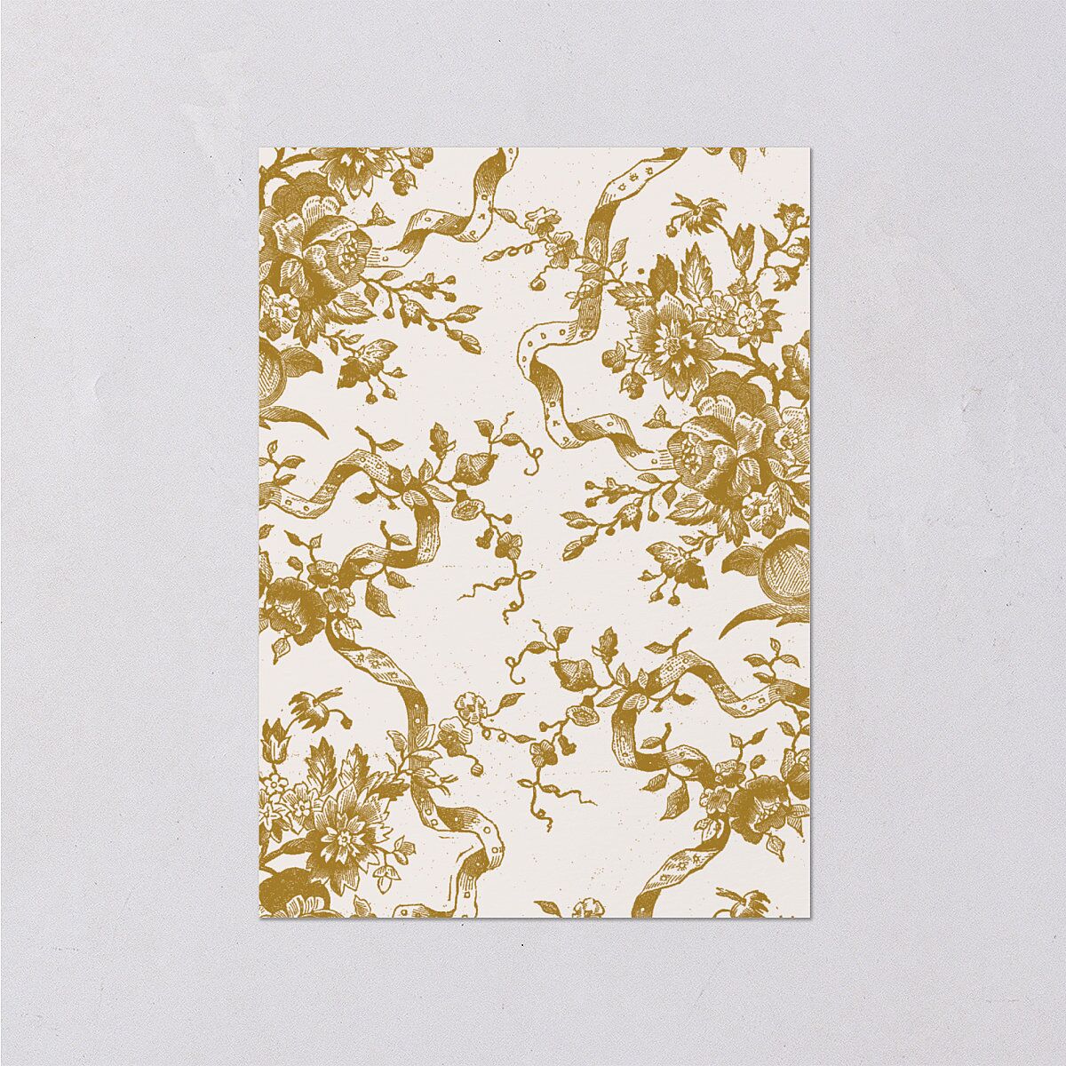 Vintage Toile Foil Wedding Response Cards Gold Marigold Signature