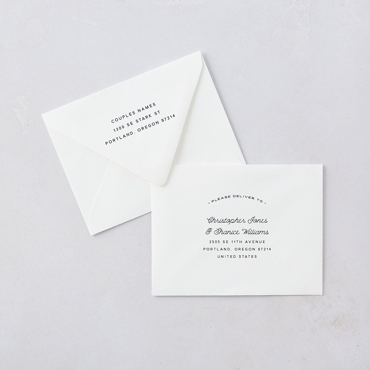 Vintage Mountain Thank You Card Euro Envelopes White Luxe Pool Both Recipient and Return Addresses