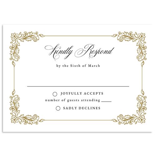 Black Tie Crest Wedding Response Cards Pure White Signature Standard