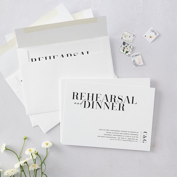 Minimal Chic Rehearsal Invitations Pure White Signature Blank
