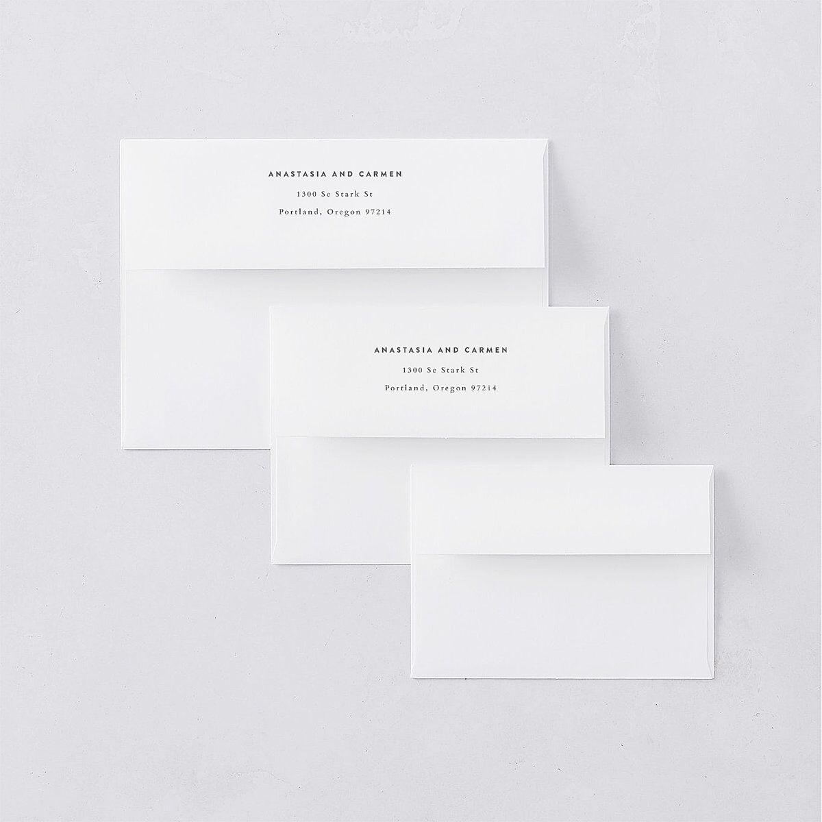 Subtle Romantic Wedding Invitation Envelopes White Standard Champagne Both Recipient and Return Addresses Signature
