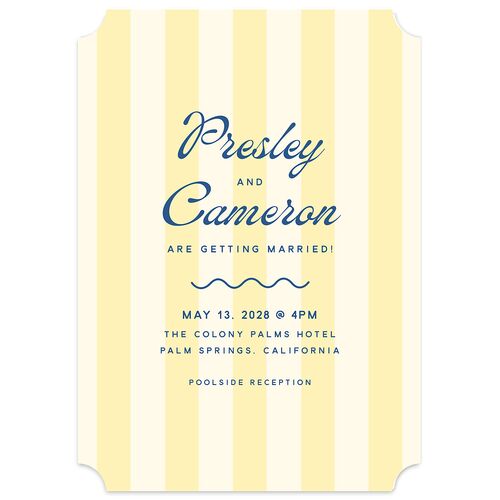 Cabana Stripes Wedding Invitations Lemon Signature Blank Ticket No