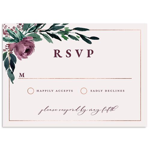 Gilded Botanical Response Card Mauve Signature Standard