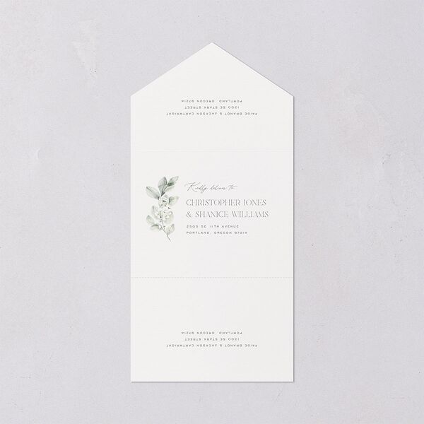 Elegant Pastel Floral All-in-One Wedding Invitations Pure White Signature Light Both Recipient and Return Addresses No