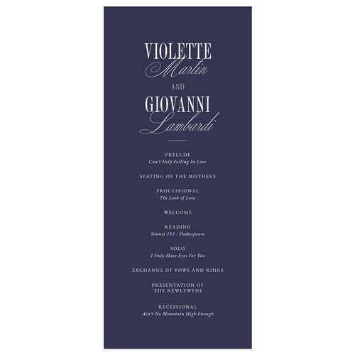 Elegant Classic Wedding Programs Navy Signature