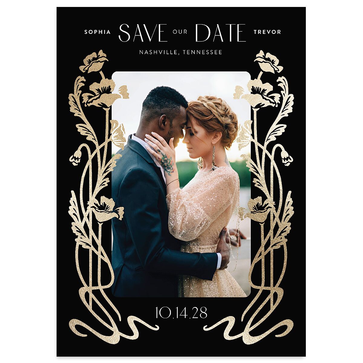 Gilded Nouveau Save the Date Cards