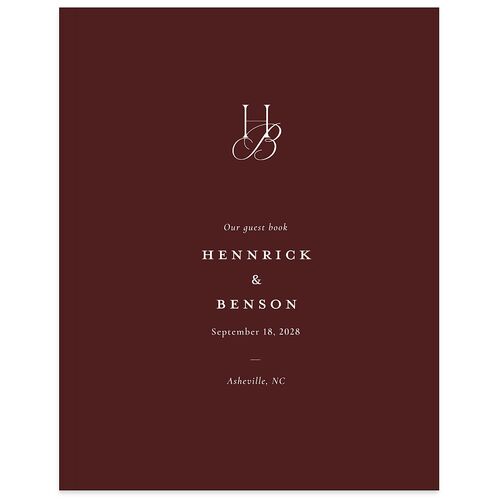 Refined Monogram Guest Books Burgundy