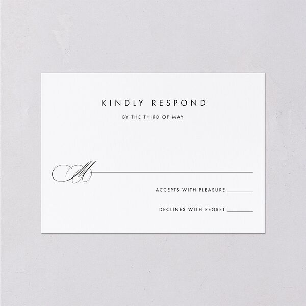 Polished Frame Wedding Response Cards Silver Licorice Signature Standard