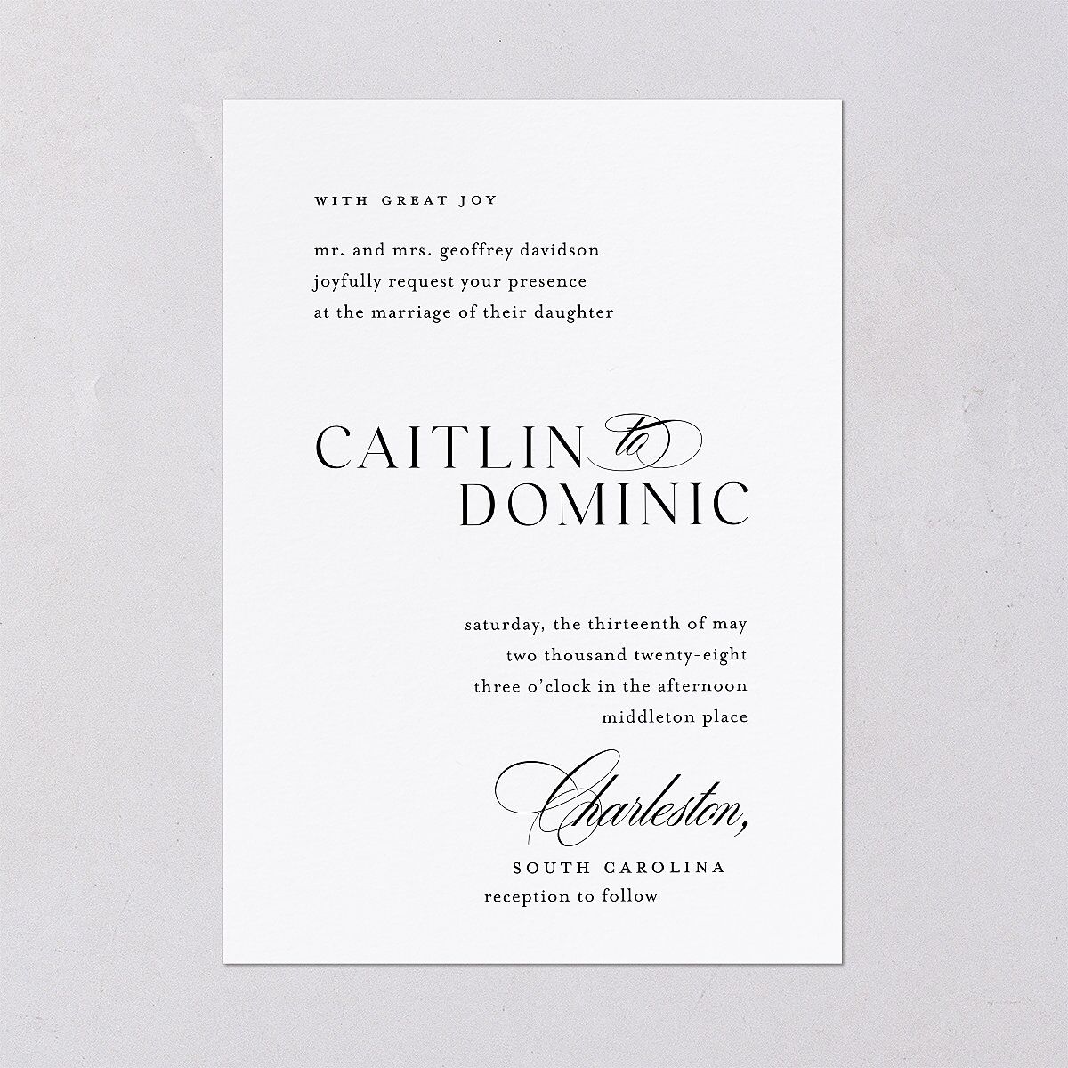 Classic Flourish Wedding Invitations Pure White Signature Blank No Standard