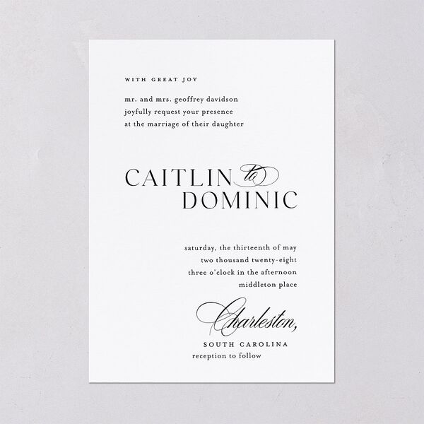 Classic Flourish Wedding Invitations Pure White Signature Blank No Standard