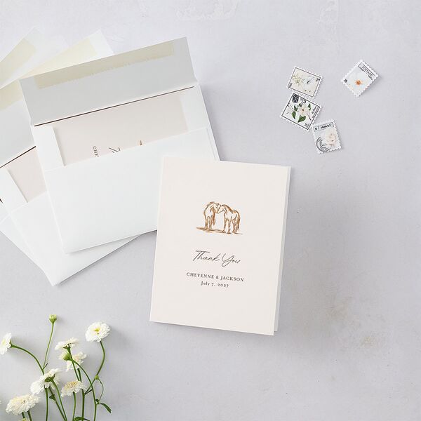 Western Wild Horses Thank You Cards Copper