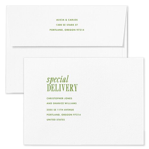 Editorial Promise Wedding Invitation Envelopes White Meadow Both Recipient and Return Addresses Standard Signature