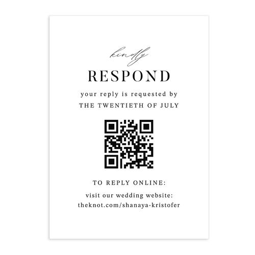 Elegant Gallery Tri Photo QR Code RSVP Cards Licorice Signature Standard