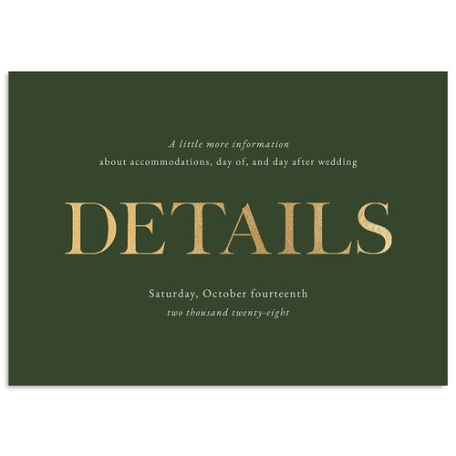 Classically Stated Wedding Event Detail Cards Scottish Green Gold Signature Standard