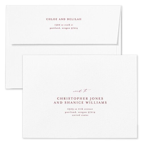 Dainty Heart Rehearsal Dinner Invitation Envelopes Ruby Rose Both Recipient and Return Addresses Signature Standard